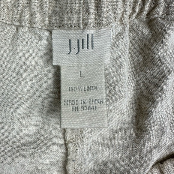 J.Jill Linen Pants Womens Large Beige Elastic Waist Relaxed Minimal Trendy - Picture 4 of 11